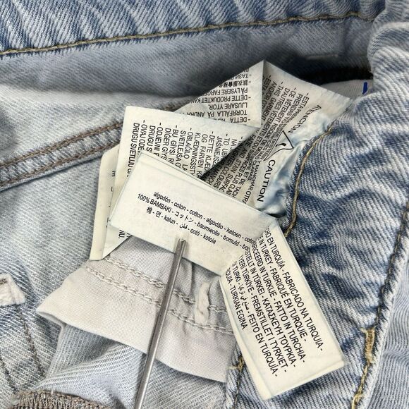 Zara Extra Baggy Wide Leg Y2K Women pants (4) faded distressed Denim Blue Jeans - Picture 12 of 13